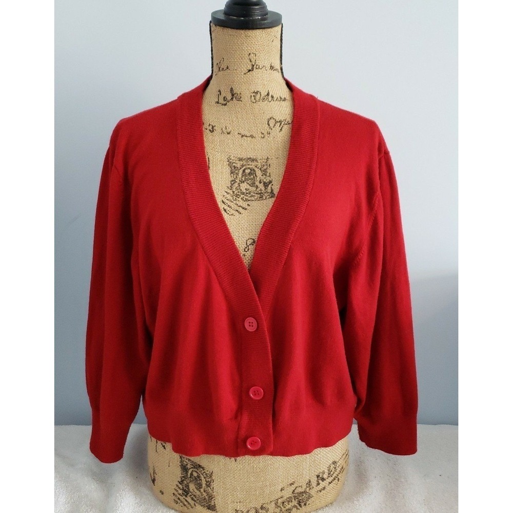 MAK Womans Cardigan Sweater Plus Size 4XL Red